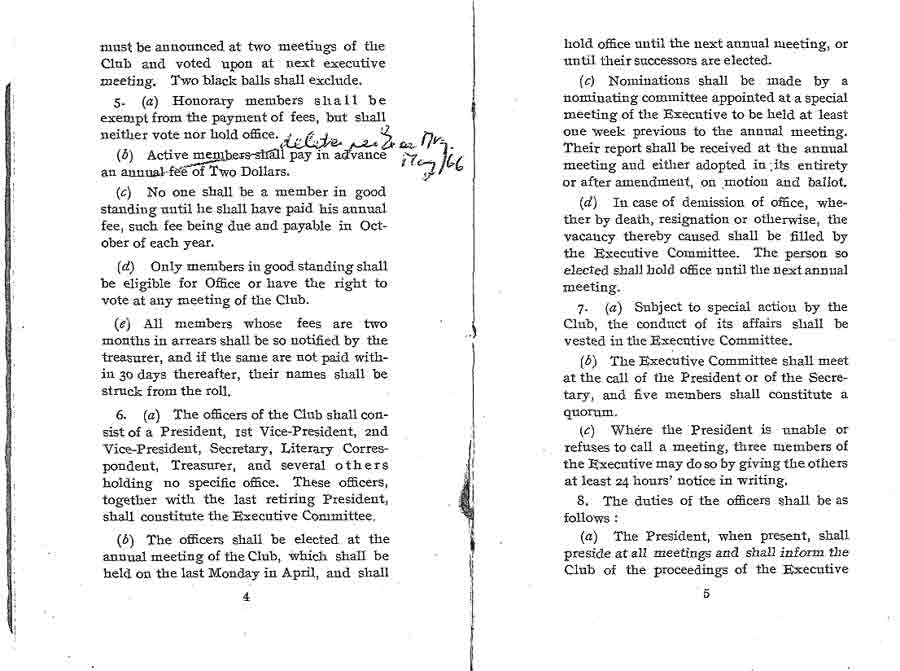 Constitution of Canadian Club of Montreal, 1905 - 1906