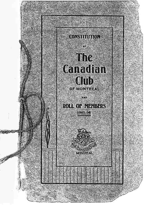 First Cover of the Canadian Club of Montreal 1905