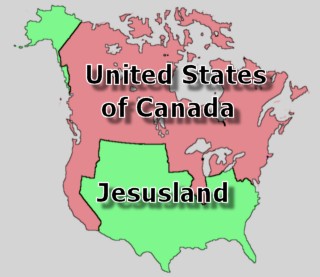 the famous United States of Canada / jesusland map